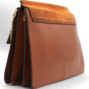 Suede Calfskin Medium Faye Shoulder Bag Tobacco