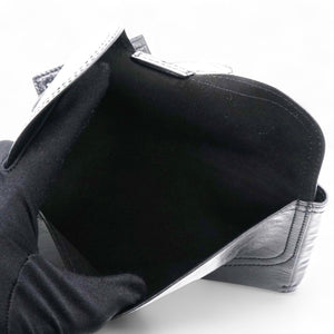 Black Crinkled Leather and Stretch Band Saddle Belt Bag