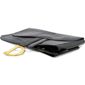 Black Crinkled Leather and Stretch Band Saddle Belt Bag