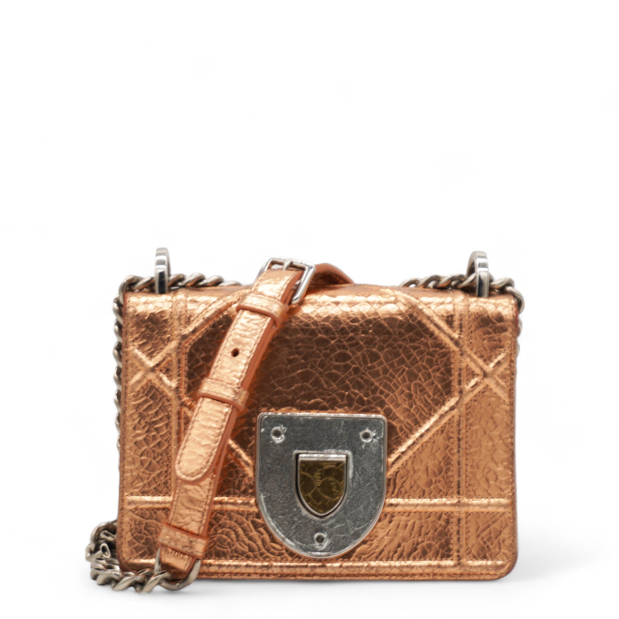 Ceramic Effect Deerskin Diorama Club Bag Gold