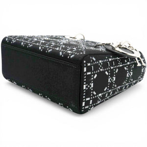 Satin Crystal Cannage Mini Lady Dior Black