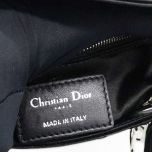 Satin Crystal Cannage Mini Lady Dior Black