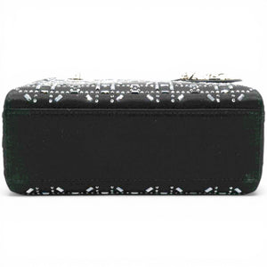 Satin Crystal Cannage Mini Lady Dior Black