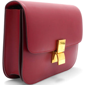 Box Calfskin Medium Classic Box Flap Bag Red