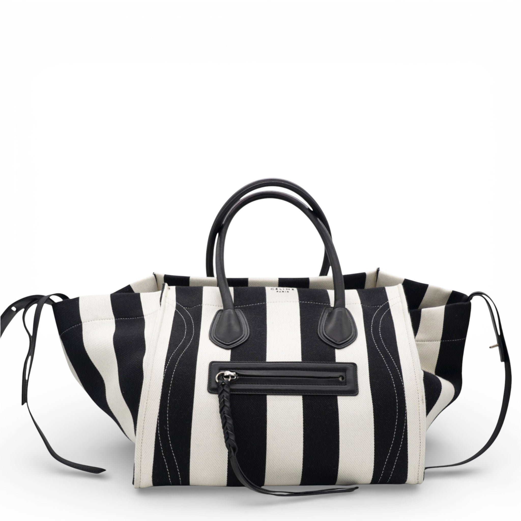 Cotton Canvas Striped Phantom Luggage White Black