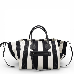 Cotton Canvas Striped Phantom Luggage White Black