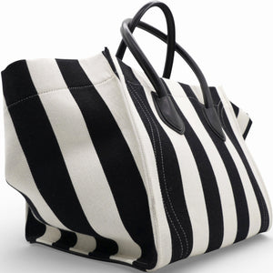 Cotton Canvas Striped Phantom Luggage White Black