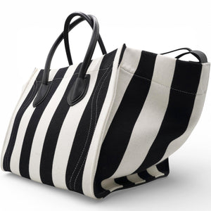 Cotton Canvas Striped Phantom Luggage White Black