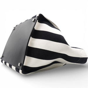 Cotton Canvas Striped Phantom Luggage White Black