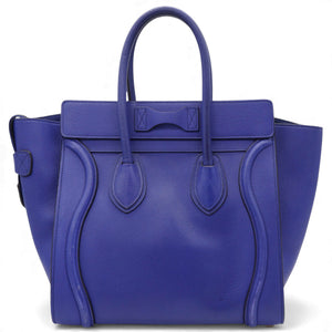 Luggage Handbag In Blue Leather Micro