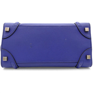 Luggage Handbag In Blue Leather Micro