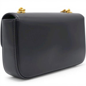 Shiny Leather Triomphe Shoulder Bag Black