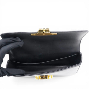 Shiny Leather Triomphe Shoulder Bag Black
