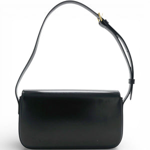 Shiny Leather Triomphe Shoulder Bag Black