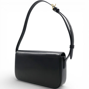 Shiny Leather Triomphe Shoulder Bag Black