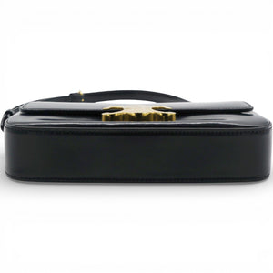 Shiny Leather Triomphe Shoulder Bag Black