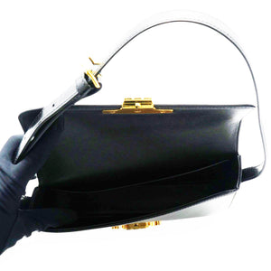 Shiny Leather Triomphe Shoulder Bag Black