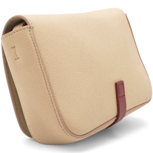 Strap Clutch in Taupe/Red