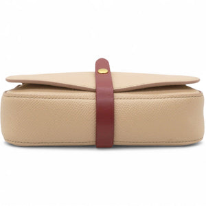 Strap Clutch in Taupe/Red