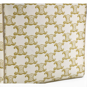 Triomphe Canvas Calfskin Mini Vertical Cabas White