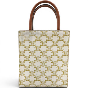 Triomphe Canvas Calfskin Mini Vertical Cabas White
