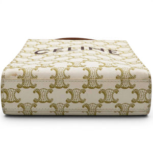Triomphe Canvas Calfskin Mini Vertical Cabas White