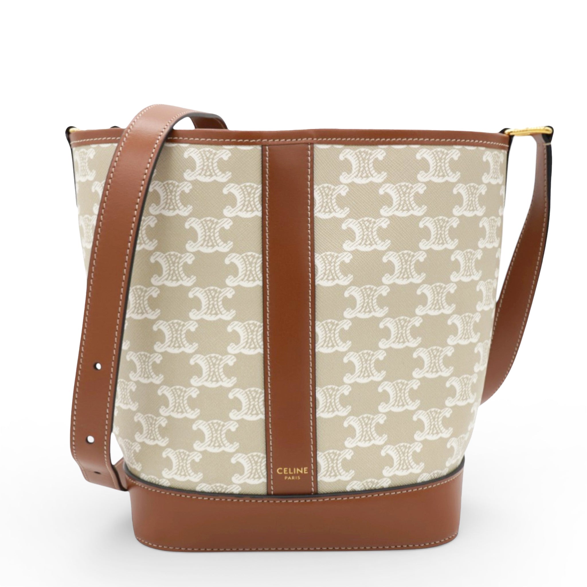Triomphe Canvas Calfskin Small Bucket Bag