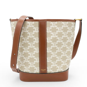 Triomphe Canvas Calfskin Small Bucket Bag