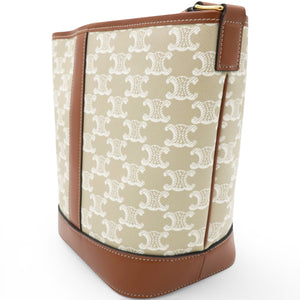 Triomphe Canvas Calfskin Small Bucket Bag