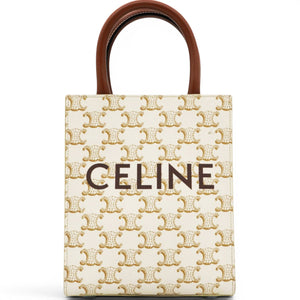Triomphe Canvas Mini Vertical Cabas White