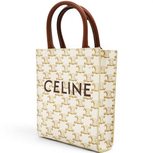 Triomphe Canvas Mini Vertical Cabas White