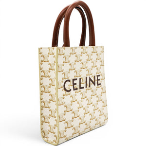 Triomphe Canvas Mini Vertical Cabas White
