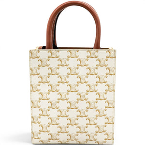 Triomphe Canvas Mini Vertical Cabas White