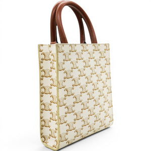 Triomphe Canvas Mini Vertical Cabas White