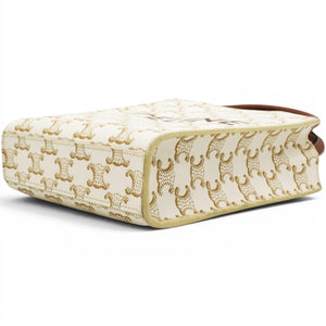 Triomphe Canvas Mini Vertical Cabas White