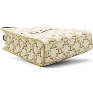 Triomphe Canvas Mini Vertical Cabas White