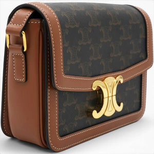 Celine Triomphe Canvas Triomphe Bag Tan