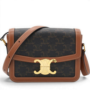 Celine Triomphe Canvas Triomphe Bag Tan