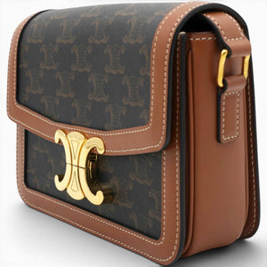 Celine Triomphe Canvas Triomphe Bag Tan