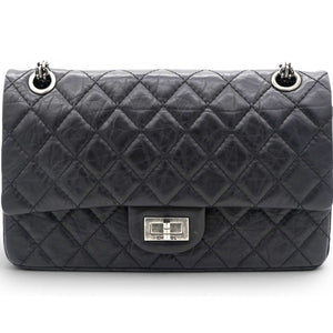 Aged Calfskin Quilted 2.55 Reissue 227 Flap Black