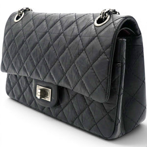 Aged Calfskin Quilted 2.55 Reissue 227 Flap Black