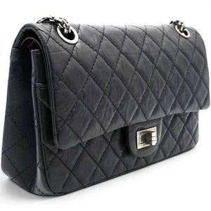 Aged Calfskin Quilted 2.55 Reissue 227 Flap Black