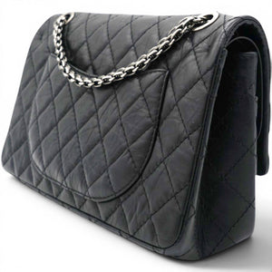 Aged Calfskin Quilted 2.55 Reissue 227 Flap Black