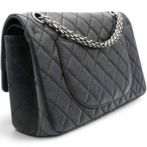 Aged Calfskin Quilted 2.55 Reissue 227 Flap Black