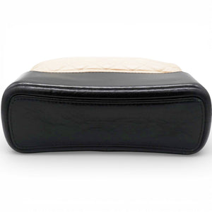Aged Calfskin Quilted Medium Gabrielle Hobo Beige Black