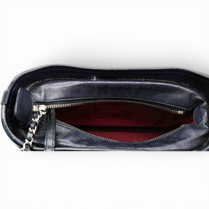 Aged Calfskin Quilted Small Gabrielle Logo Hobo Black
