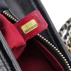 Aged Calfskin Quilted Small Gabrielle Logo Hobo Black