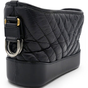 Aged Calfskin Quilted Small Gabrielle Logo Hobo Black