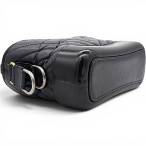 Aged Calfskin Quilted Small Gabrielle Logo Hobo Black
