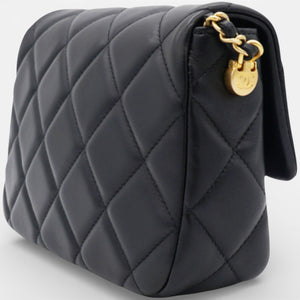 Black Pearl Chain Mini Flap Bag Gold Hardware